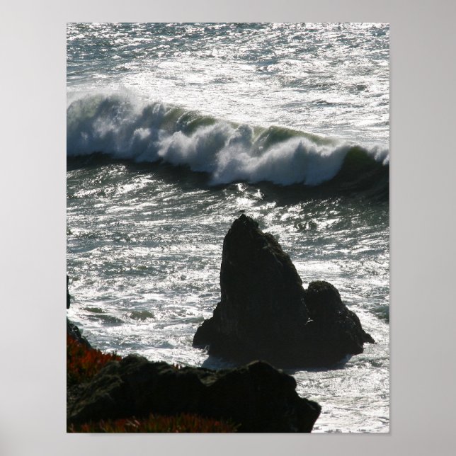 Waves Crashing, San Fransisco Bay, Portrait Poster (Front)