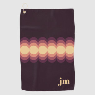 Waves design in beige, pink and purple golf towel