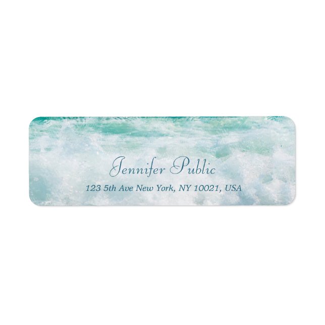 Waves Elegant Hand Script Wellness Return Address (Front)