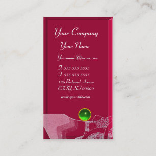 WAVES EMERALD MONOGRAM, purple  white green red Business Card