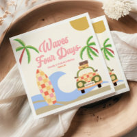 Waves Four Days Surf Pink 4th Birthday Party