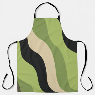 waves, green, black and beige curves colourful apron