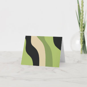 waves, green, black and beige curves colourful thank you card