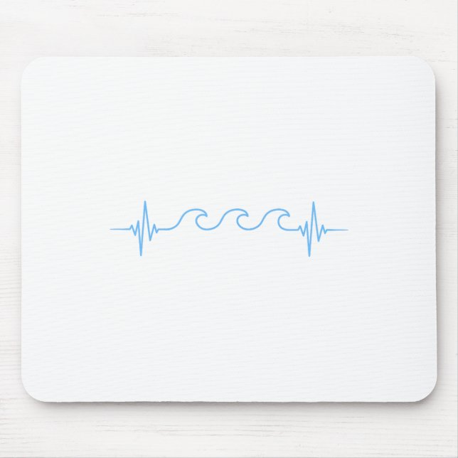 Waves Heartbeat Surfer Summer Waves Surfboard Surf Mouse Mat (Front)