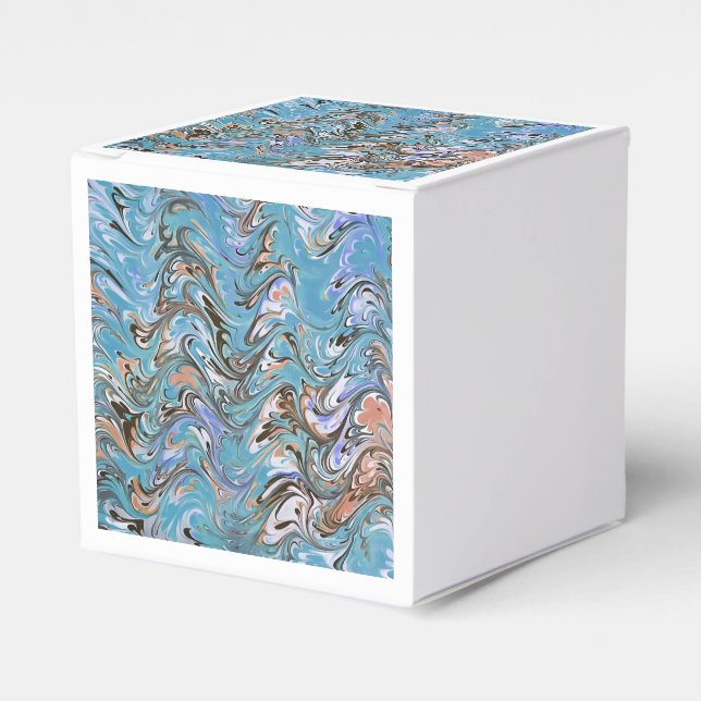 Waves In Blue Acrylic Pour Abstract Art Favour Box (Front Side)