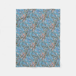 Waves In Blue Acrylic Pour Abstract Art Fleece Blanket
