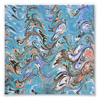 Waves In Blue Acrylic Pour Abstract Art Photo Print