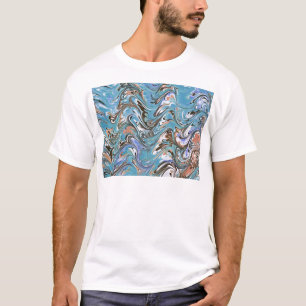 Waves In Blue Acrylic Pour Abstract Art T-Shirt