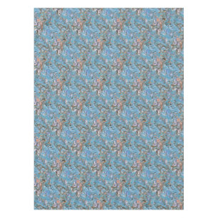 Waves In Blue Acrylic Pour Abstract Art Tablecloth