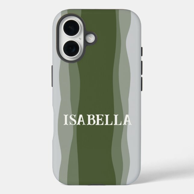 Waves in green on green and gray Case-Mate iPhone case (Back)