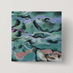 Waves In Harmony Acrylic Pour Abstract Art  15 Cm Square Badge