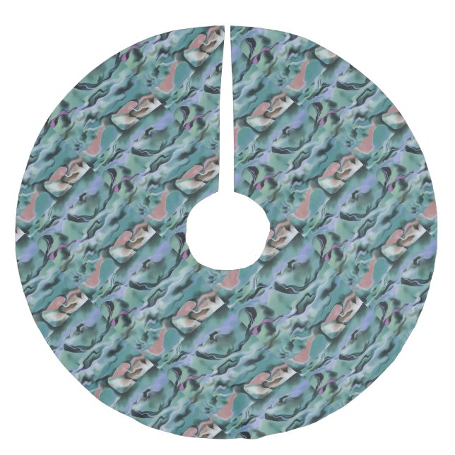 Waves In Harmony Acrylic Pour Abstract Art  Brushed Polyester Tree Skirt (Front)