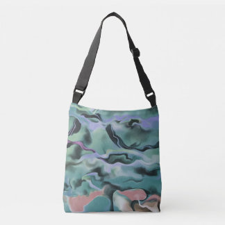 Waves In Harmony Acrylic Pour Abstract Art  Crossbody Bag