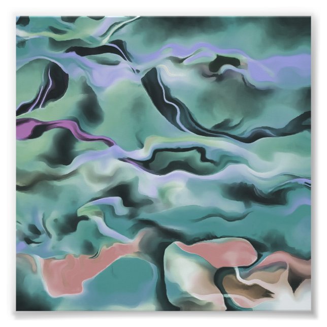 Waves In Harmony Acrylic Pour Abstract Art  Photo Print (Front)