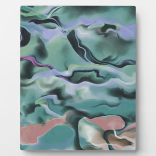 Waves In Harmony Acrylic Pour Abstract Art  Plaque
