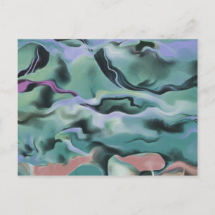 Waves In Harmony Acrylic Pour Abstract Art Postcard