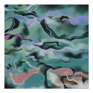 Waves In Harmony Acrylic Pour Abstract Art  Poster