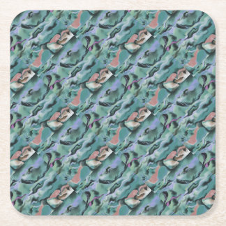Waves In Harmony Acrylic Pour Abstract Art Square Paper Coaster