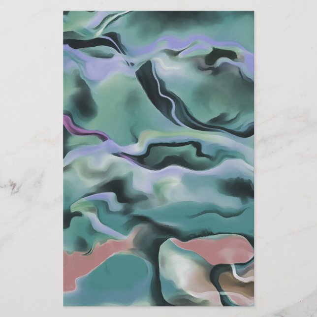 Waves In Harmony Acrylic Pour Abstract Art  Stationery (Front)