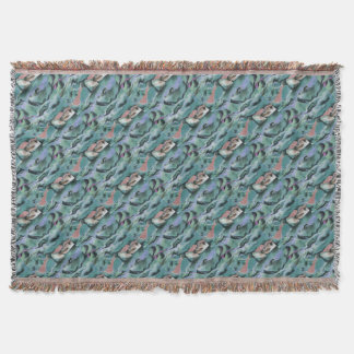Waves In Harmony Acrylic Pour Abstract Art Throw Blanket