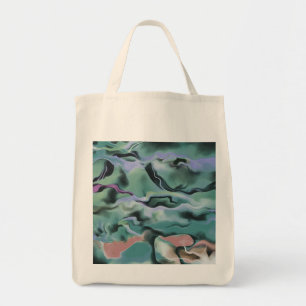 Waves In Harmony Acrylic Pour Abstract Art Tote Bag
