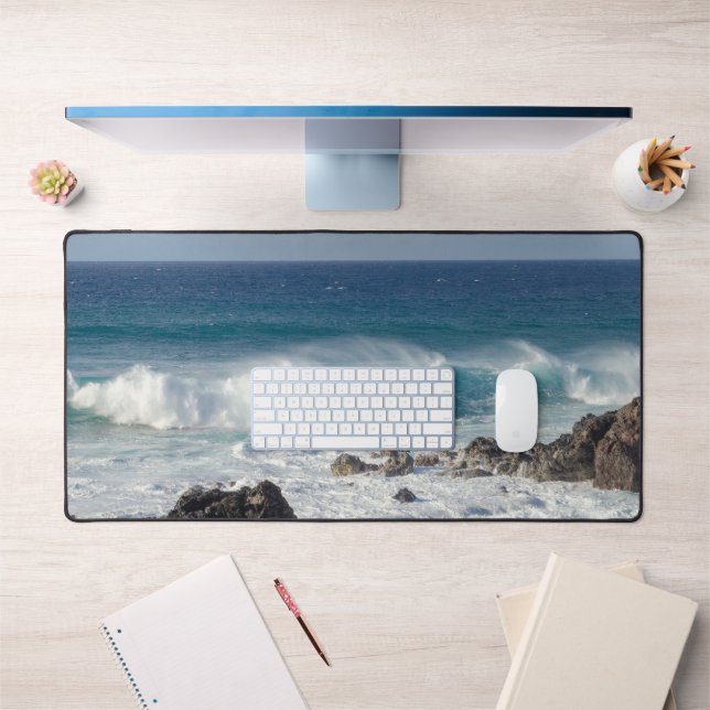 Waves In Maui, Hawaii Beach Landscape Photography Desk Mat (Office 1)
