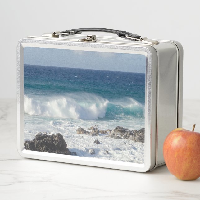 Waves In Maui, Hawaii Landscape Photography Metal Lunch Box (In Situ)
