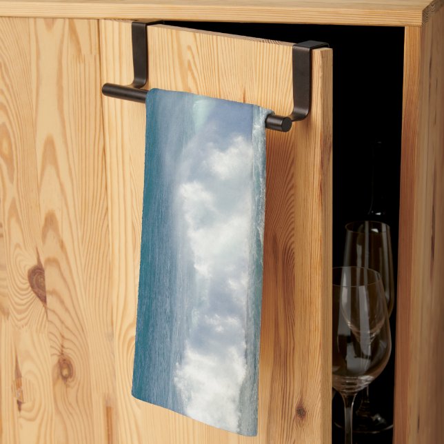 Waves In Maui, Hawaii Landscape Photography Tea Towel (Thirds Fold)