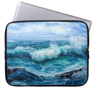 Waves in ocean. Modern Impressionism, modernism, m Laptop Sleeve