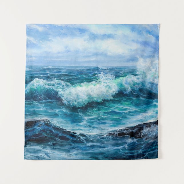 Waves in ocean. Modern Impressionism, modernism, m Tapestry (Front)