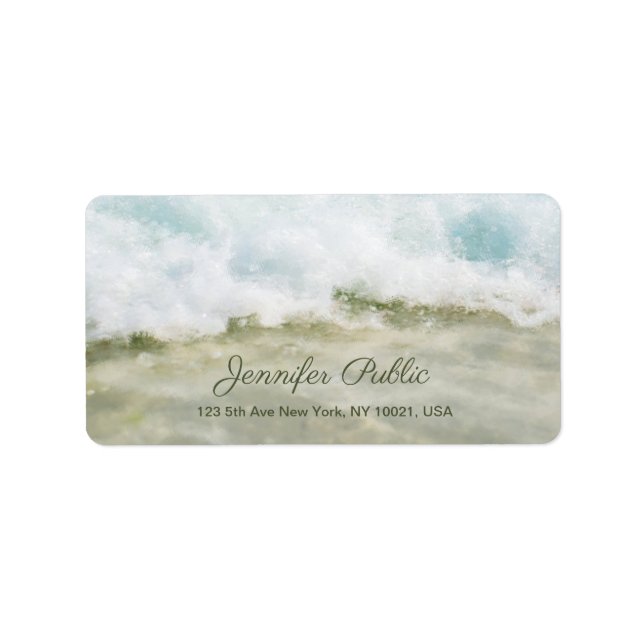 Waves In Oil Artwork Hand Script Text Chic Address Label (Front)