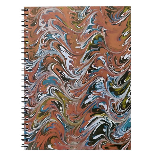 Waves In Red Acrylic Pour Aqueous Surface Design Notebook (Front)
