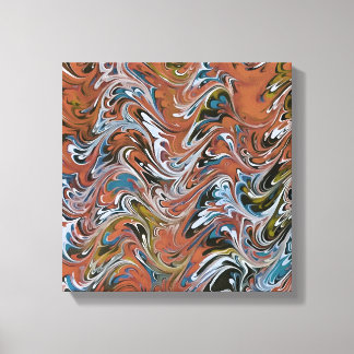 Waves In Red and Blue Acrylic Pour Abstract Art Canvas Print