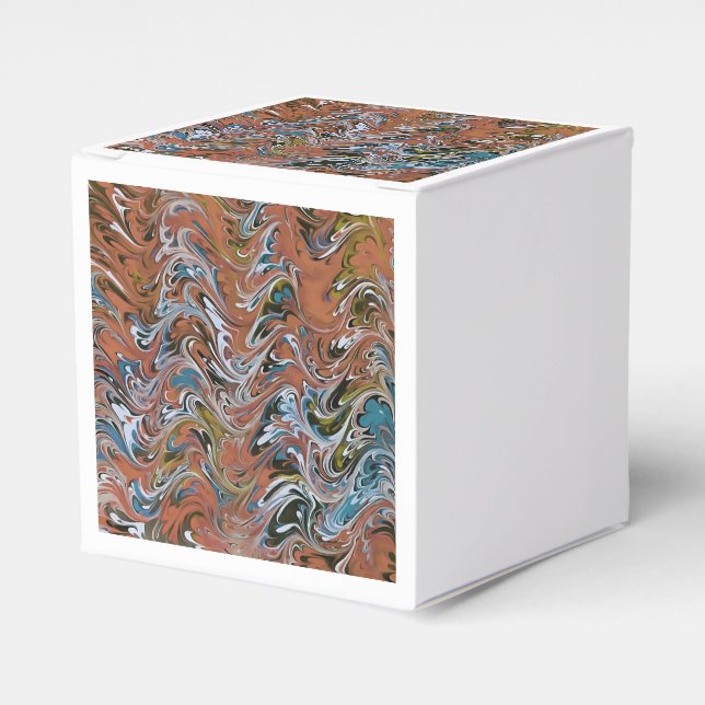 Waves In Red and Blue Acrylic Pour Abstract Art Favour Box (Front Side)