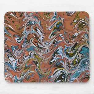 Waves In Red and Blue Acrylic Pour Abstract Art Mouse Mat