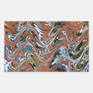 Waves In Red and Blue Acrylic Pour Abstract Art Rectangular Sticker