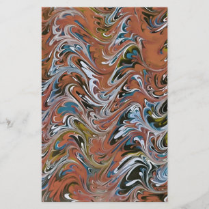 Waves In Red and Blue Acrylic Pour Abstract Art Stationery