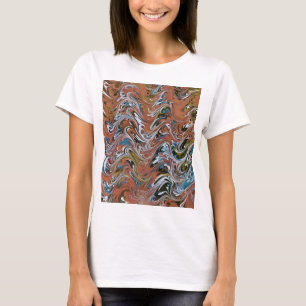 Waves In Red and Blue Acrylic Pour Abstract Art T-Shirt