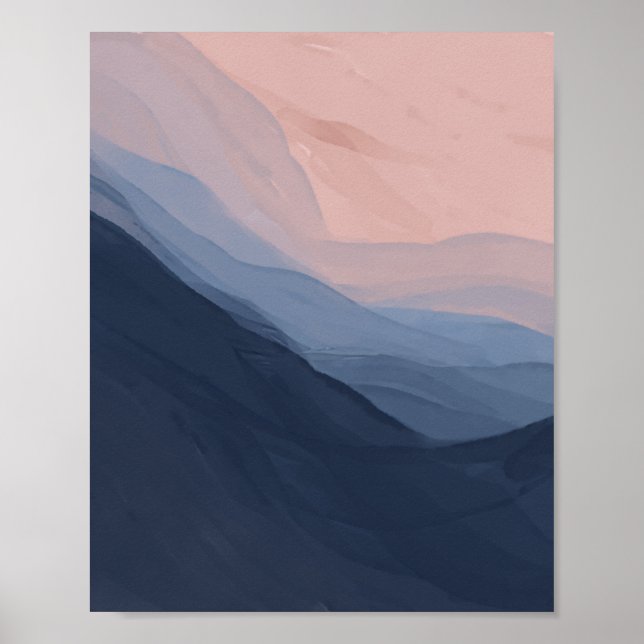 Waves In Texture - Deep Blue & Beige Poster (Front)