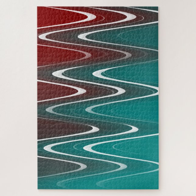 Waves in white jigsaw puzzle (Vertical)
