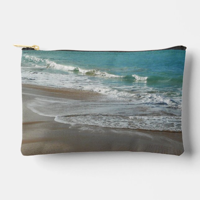 Waves Lapping on the Beach Turquoise Blue Ocean Accessory Pouch (Front)