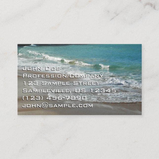 Waves Lapping on the Beach Turquoise Blue Ocean Business Card (Front)