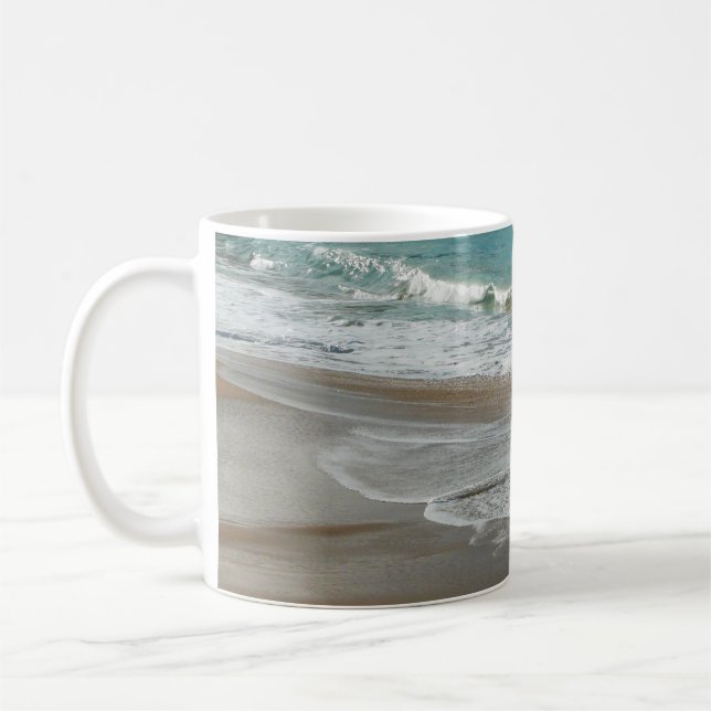 Waves Lapping on the Beach Turquoise Blue Ocean Coffee Mug (Left)