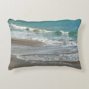 Waves Lapping on the Beach Turquoise Blue Ocean Decorative Cushion