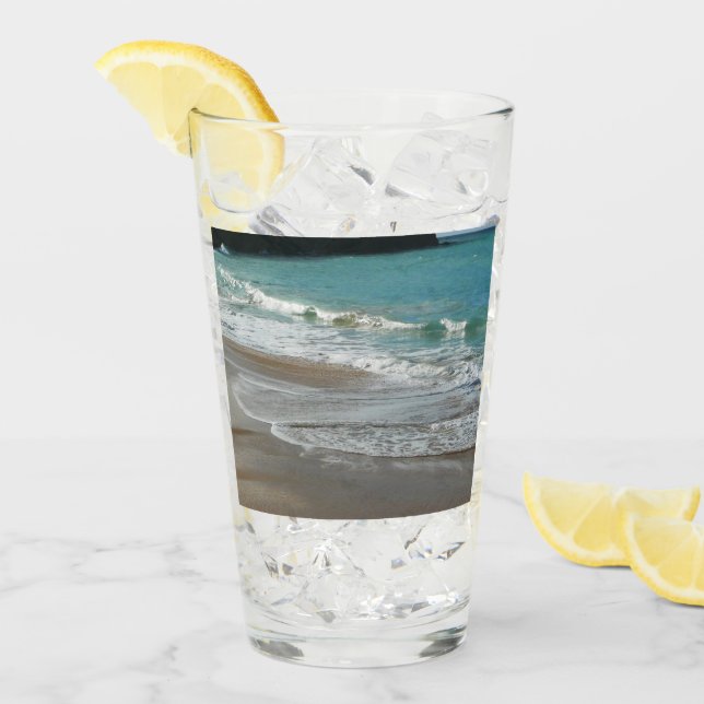 Waves Lapping on the Beach Turquoise Blue Ocean Glass (Front Ice)