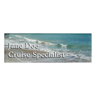 Waves Lapping on the Beach Turquoise Blue Ocean Name Tag