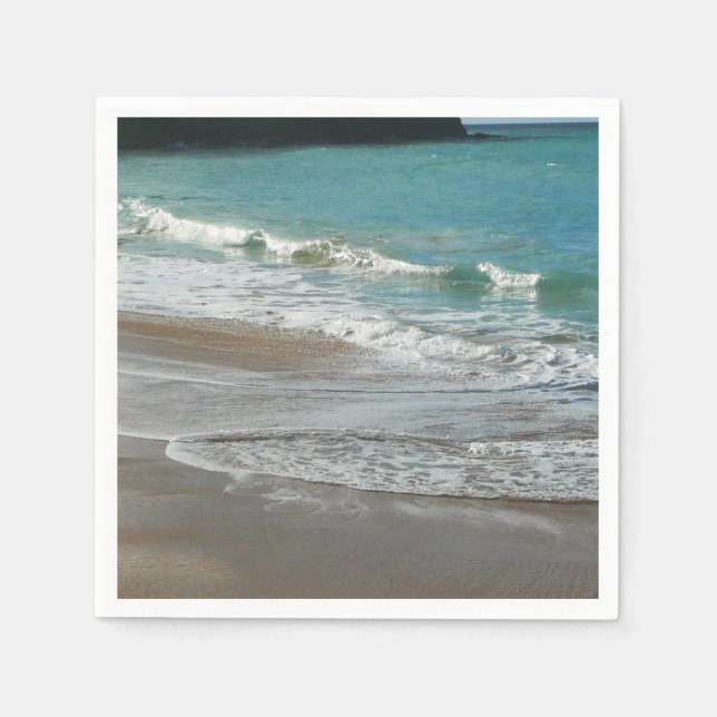 Waves Lapping on the Beach Turquoise Blue Ocean Napkin (Front)