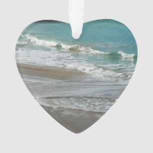 Waves Lapping on the Beach Turquoise Blue Ocean Ornament