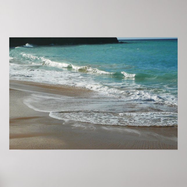 Waves Lapping on the Beach Turquoise Blue Ocean Poster (Front)