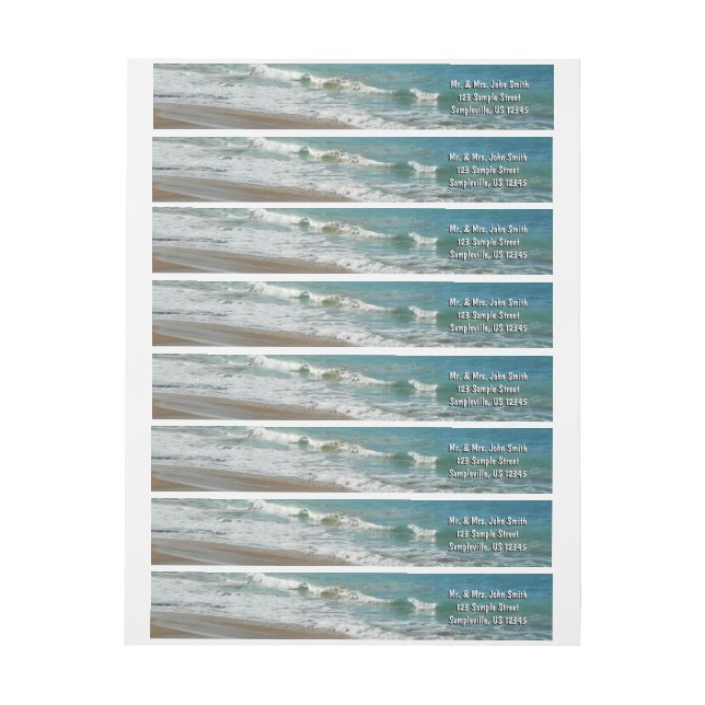 Waves Lapping on the Beach Turquoise Blue Ocean Wrap Around Label (Sheet)